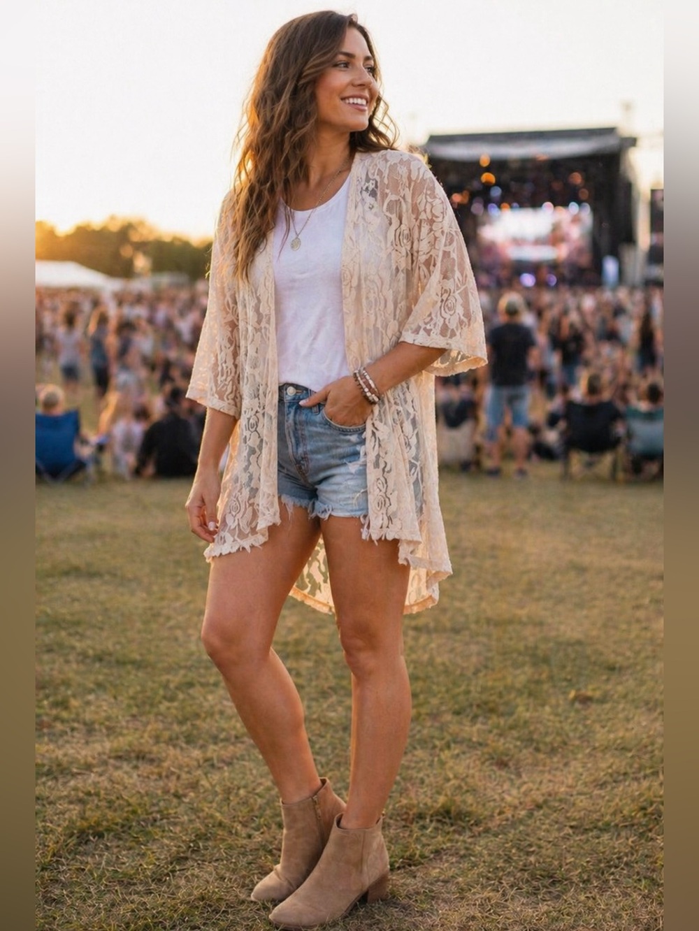 Lovely Romantic Boho Hippie Ren Festival Lacy Duster/Cardigan/Kimono